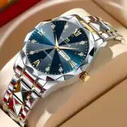 Men Watch Water Diamond Luxury Night Glow Double Calendar Quartz Movement.
