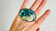 Labradorite Cocktail Ring. Adjustable. Sterling Silver. Gorgeous Flash. 4004