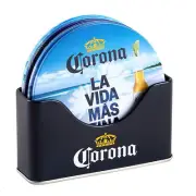 Corona Extra La Vida Mas Fina Coaster Set with Holder Multi-Color
