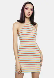 [Bailey Rose] Rainbow Stripe Mini Dress
