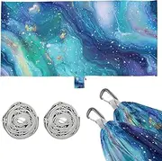 Purple Blue Galaxy Starry Waves Camping Hammocks with Tree Straps Cloth Hammock for Outside Beach Patio Garden
