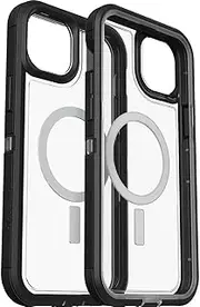 OtterBox Apple iPhone 14 Plus Defender Series XT Clear Case with MagSafe - Black Crystal (Clear/Black) (77-90064),5X Military Standard Drop Protection