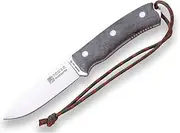 Bushcraft Joker Bushcrafter CV120, micarta Handle, 10,5 cm Blade of Böhler N695 Steel, with Black Leather Sheath and Paracord 550, Tool for Fishing, Hiking, Camping and Hiking