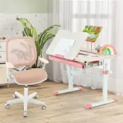 CostwayKids Swivel Mesh Children Computer Chair with Adjustable Height-Pink