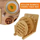 4Pcs Bamboo Trivet Mat Heat Resistant Trivet Hot Pads Natural Bamboo Wood NuyQQ