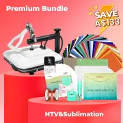 [Premium Bundle] Manual Heat Press Machine 15" x 15" 230V - (2 Colors) & Great Material Bundle (Including 36 sheets HTV, 150 sheets sublimation paper, subli HTV, weeding tools, cutting mat, heat press accessories), White