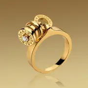 BULGARI B.zero1 18K Yellow Gold Dangling Barrel Charm Diamond Ring EU 49 / US 5