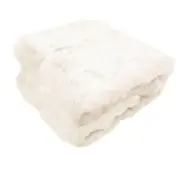 Ariana Long Fleece Faux Fur Throw Rug Cream