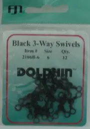 FJ Neil 2106B-6 Dolphin Black 3 Way Swivels 12ct Size 6