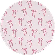 Cute Small Round Mouse Pad Pink Bows Aesthetic Mouse Pads for Desk Kawaii Office Decor Desk Accessories Mini Travel Computer Mousepad for Laptop Non-Slip Rubber Base Mouse Pad, 7.9×7.9 in, Pink Bow