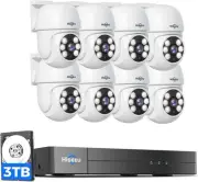 Hiseeu 3K PTZ Wired Security Camera System White TVI