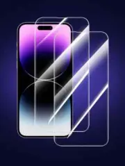 2x Tempered Glass Screen Protector iPhone 15 14 13 Pro Plus Promax &alcohol pads