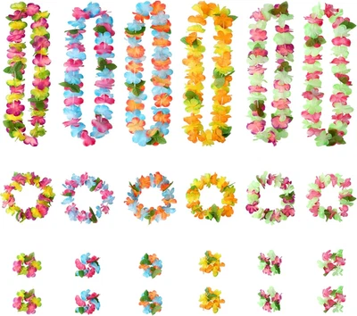 Hawaiian Leis Luau Party Decorations, 24 PCS Leis for Luau Party, Colorful Tropi