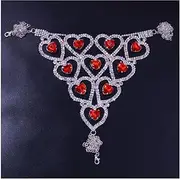 [WINFSHY] Sexy Red Heart Panties Briefs Women Waist Crotchless Thong Lingerie Crystal Accessories Bikini Jewelry