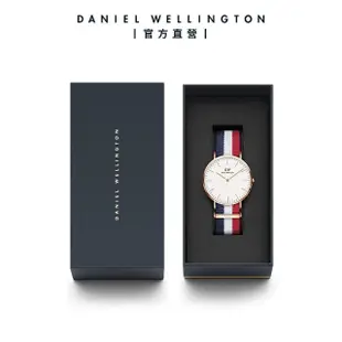 【Daniel Wellington】DW 手錶 Classic Cambridge 40mm藍白紅織紋錶-玫瑰金框(DW00100003)