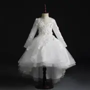 Frocks Dresses Baby Girls Dress Party Gown Beaded Appliques Long Sleeve Baptism