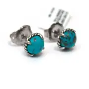 New DAVID YURMAN 8mm Chatelaine Stud Earrings in Matrix Kingman Turquoise