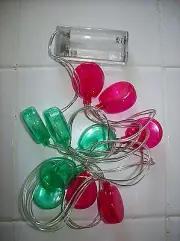 LED String Light Pink/Green Balloon 10 Lights 4ft string Battery Pack Indoor New