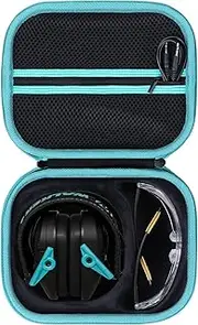 [Lebakort] Storage Case Compatible with Walkers Razor Slim/Howard Leight Honeywell Impact Sport/PROHEAR 066 030 Electronic Shooting Earmuffs Hearing Protection Muffs (Black + Teal Case)