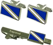 [Select Gifts] Champagne-Ardenne Province Flag France Cufflinks Engraved Tie Clip