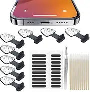 Anti-Lost Anti Dust Plug for 14 13 12 11 Pro Max/X/XS/XR, 7, 8 Plus, Silicone Phone Charging Port Dust Cover for iPad Mini/Air iPods, with Speaker Mesh and Mounting Accessories, 8-Pack