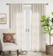 Threshold Light Filtering Curtain Natural Clipped Jacquard 50”W X 84”L