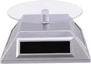 3layer Solar Jewelry Display Stand Rotating Turntable for Necklace Watch Phone Showcase with Reversible Rotation Maximum Light Reception Silver