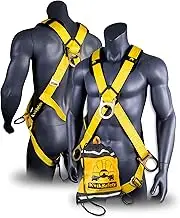 KwikSafety - Charlotte, NC - MONSOON Safety Harness [4 HEAVY DUTY D-RINGS] ANSI Tested OSHA Compliant Fall Protection Arrest Full Body Construction