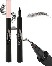 Microblading Liquid Eyebrow Pencil, Eyebrow Pencil, Waterproof, Smudgeproof, Multiple Fork Tip Hair Drawing, Precise Brush Tip, Long Lasting Formula, Women's Makeup Lasts All Day 04 Black