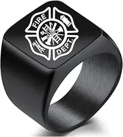 [Generic] Firefighter Signet Ring with Maltese Cross Titanium Steel Jewelry - Silver, Gold & Black Colors for Firefighters