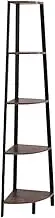 Levede 5 Tier Corner Shelf Industrial Ladder Shelf Wooden Storage Display Rack, Wooden Plant Stand, Home Display Rack with Stable Triangle Structure, Accent Furniture for Home and Office, Brown