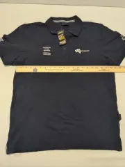 Caterpillar Women's Knit Pole Shirt Large Stencil Brand Navy FMG 8CD22
