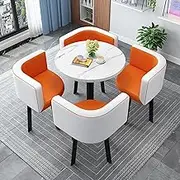 Negotiation Table and Chair Set,Office Reception Room Club Table,Simple Round Dining Table Set, Conference Tables,Coffee Table and Chair Set (Color : 1, Size : 23.6in/60cm)