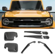 Engine Hood Hinge Rearview Mirror Cover Trim Kit For Ford Bronco 21+Carbon Fiber (for: Ford)