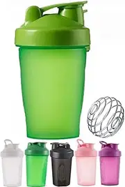 Protein Shaker Bottle - Shaker with Stainless Steel Mixing Ball, BPA - and DEHP-Free, Leakproof Flip On Lid - Perfect for Mixing Powdered Supplement Shakes - 400ml (Green)