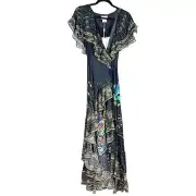 Camilla Wise Wing Silk Maxi High Lo Whimsy Goth Ruffle Dress Size XS US 4
