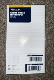 New Filofax White Ruled Notepaper Refill - Personal Size - 100 Sheets Value Pack