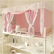 Princess Bed Netting Canopy for Girls, Canopy Bed e Post Poles with Curtains, Mosquito Net Bed e Curtain Brackets for Student Dormitory (Color : Rosa, Size : 80 * 90cm)