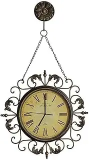 Outdoor Wall Clock Weatherproof, Metal Garden Ornaments Outdoor, Quartz Clock Roman Numerals European Style Retro Creativity
