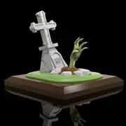 UNPAINTED Halloween Grave w/ Zombie Hand 3D Printed Model Kit 6" Tall (10-23)