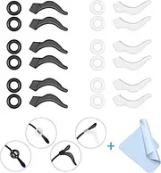 Mcyye 24PCS Eyeglasses Ear Grips, Anti Slip Eyeglass Retainer, Premium Silicone Ear Hook, Keep glasses from Slipping Down Your Nose, Simple, Effective Helper for Kids, Adults, Sports, Study & Work, White,black, Large