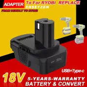 Battery Adapter For DEWALT Converter 20V/18V to For RYOBI 18V with USB TYPE-C