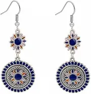 [AIMALL] Bohemian Bronze Turquoise Dreamcatcher Earrings - Geometric Jewelry