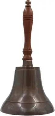 11" Large Hand Bell~ Super Loud Hand Call Bell with Brass Solid Wood Handle