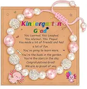 [P. BLAKE] Kindergarten Preschool Graduation Gifts for Girls Kids, Adjustable Axolot Charm Bracelet 2025 Grade Grad Jewelry Gifts