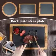 Bamboo Rock Board Steak Plate Black Insulation Stone Plate Sushi Tray Tableware