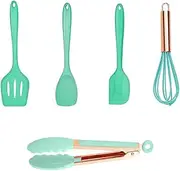 5Pcs Silicone Mini Kitchen Utensils Set, Cooking Tools, High Heat-Resistant Spatulas, Non-Stick Rubber Spatulas, Blue