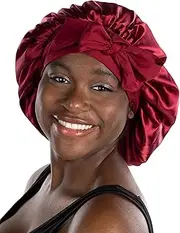 [Funky Junque] Satin Silk Bonnet for Sleeping Women Curly Hair Products Double Layer Lined Reversible Hair Wrap for Sleep