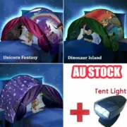 Dream Tents Kid House Unicorn Foldable Tent Pop up Indoor Bed With Light Gift T#