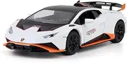 Die-cast 1:24 for Lamborghini Huracan STO Sports Car Model Alloy Diecast Pull Back Music Light Supercar Miniature Models Miniature Vehicle(White)